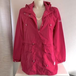 Sam Edelman Barbiecore pink Rain Jacket Hooded Water Resistant Parka Women’s XL
